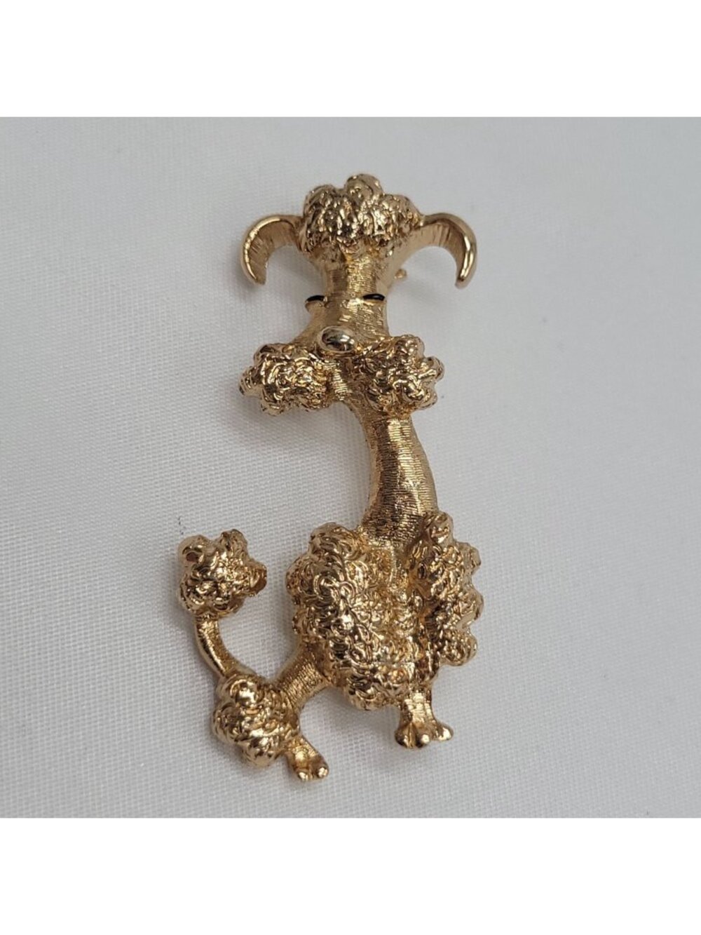 Vintage Avon Gold-Tone Poodle Dog Brooch Pin With Textured Details